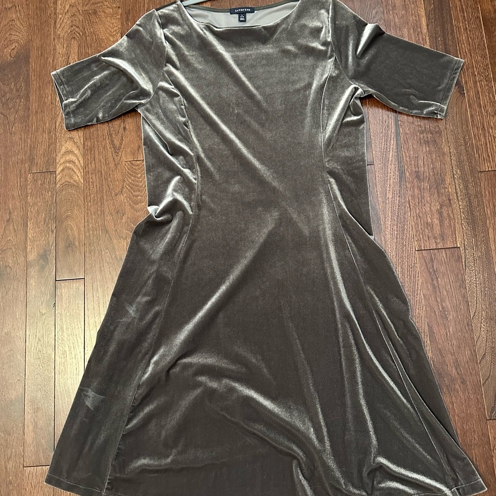 Lands' End Charcoal Velvet Midi Dress